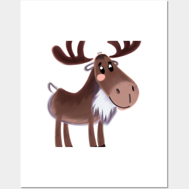 Cute Moose Drawing Wall Art by Play Zoo